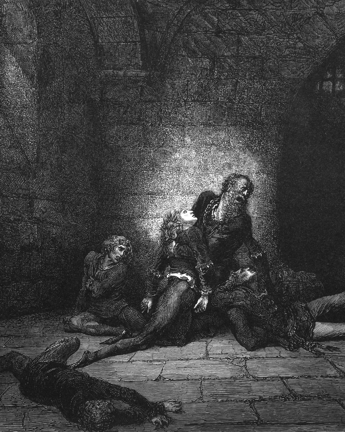 Il conte Ugolino con i figli nella torre della fame, incisione di Gustave Doré per l’Inferno di Dante